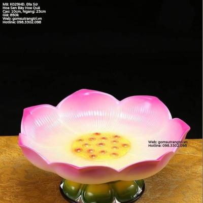 ĐĨA SỨ HOA SEN BÀY HOA QUẢ